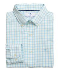 Coastal Breeze Precheck Plaid Sportshirt (Tropical Breeze Blue)