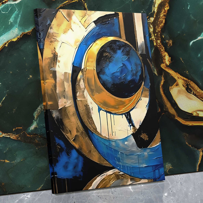 Cobalt Luxe - Black White Blue Canvas Wall Art