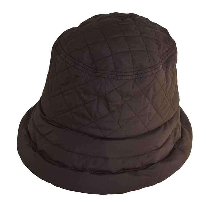 Connecticut Lady Quilted Rain Hat with Fleece Lining - Scala Collezione Cloche Scala Hats LW420BN Brown