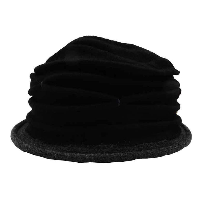 Contrast Trim Boiled Wool Pleated Beanie - Scala Collection Hats Beanie Scala Hats lw637GY Grey