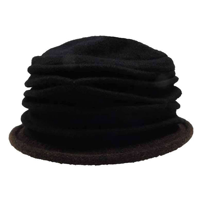 Contrast Trim Boiled Wool Pleated Beanie - Scala Collection Hats Beanie Scala Hats