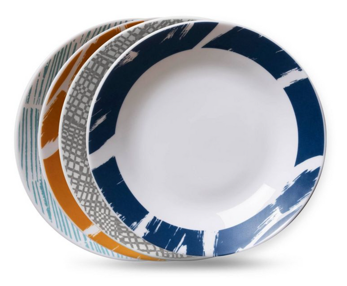 Corelle 23oz 4pk Everyday Tempered Glass 8.5in Assorted Print Meal Bowls