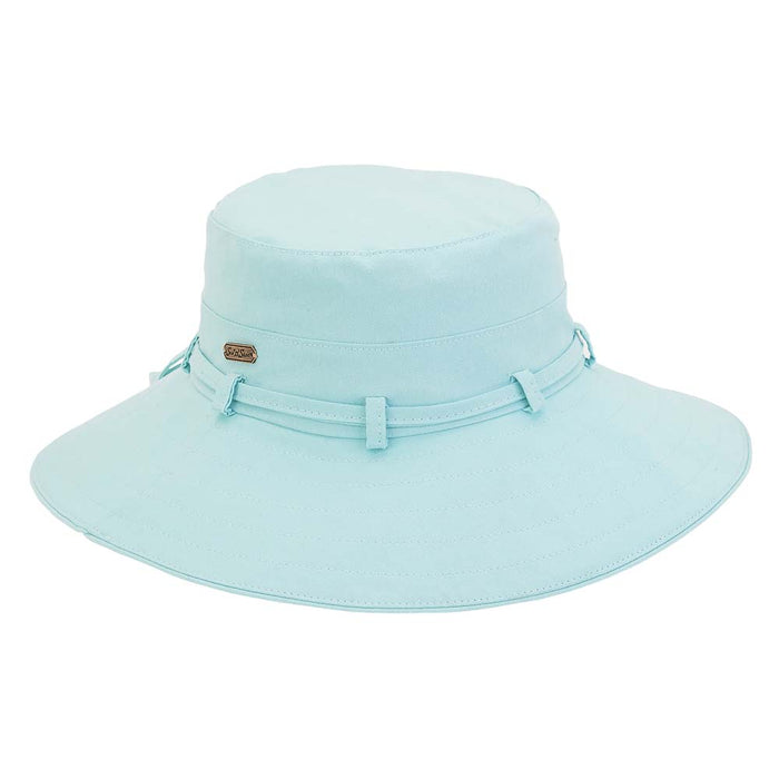 Cotton Poplin Bucket Hat with Tie - Sun 'N' Sand Hats Bucket Hat Sun N Sand Hats HH2788B Light Blue S/M (56-57 cm)