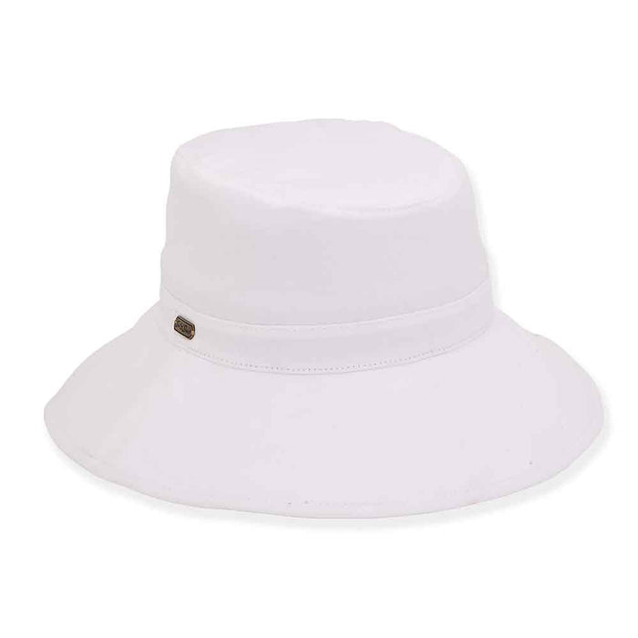 Cotton Poplin Wide Brim Bucket Hat for Women - Sun 'N' Sand Hats Bucket Hat Sun N Sand Hats HH2785A White OS (57 cm)