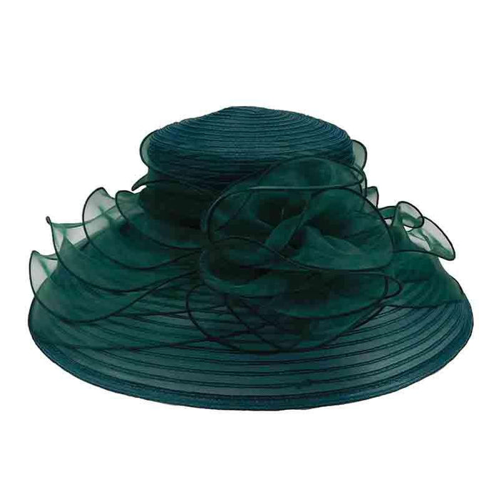 Crinoline Dress Hat with Organza Lily Accent Dress Hat Something Special Hat uq6818lg Lagoon
