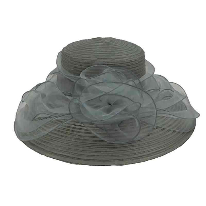 Crinoline Dress Hat with Organza Lily Accent Dress Hat Something Special Hat uq6818sv Silver