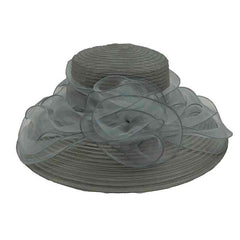 Crinoline Dress Hat with Organza Lily Accent Dress Hat Something Special Hat uq6818sv Silver