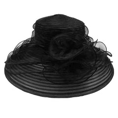 Crinoline Dress Hat with Organza Lily Accent Dress Hat Something Special Hat uq6818bk Black