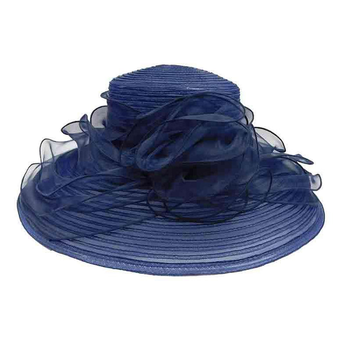 Crinoline Dress Hat with Organza Lily Accent Dress Hat Something Special Hat uq6818nv Navy