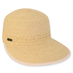 Criss Cross Woven Straw Brim Cap - Sun 'N' Sand Hats Facesaver Hat Sun N Sand Hats HH3179C Natural M/L (57-59 cm) Hook and Loop Closure