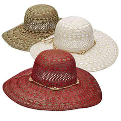 Criss-Cross Woven Two Tone Toyo Summer Floppy Hat - Scala Pronto Wide Brim Sun Hat Scala Hats