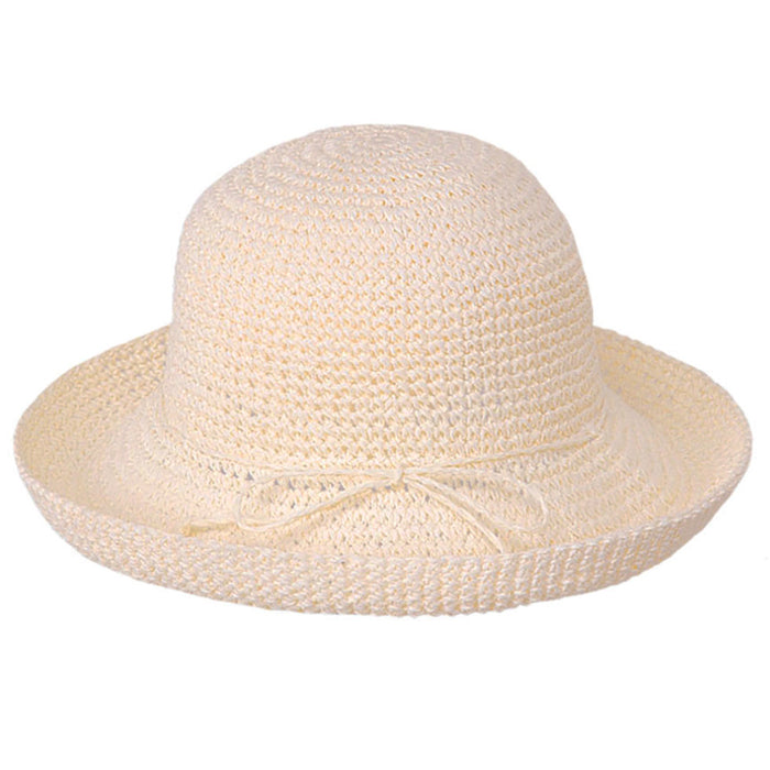 Crocheted Toyo Up Brim Summer Hat - Jeanne Simmons Hats Kettle Brim Hat Jeanne Simmons Accessories JS1110-IVO Ivory OS (57 cm)
