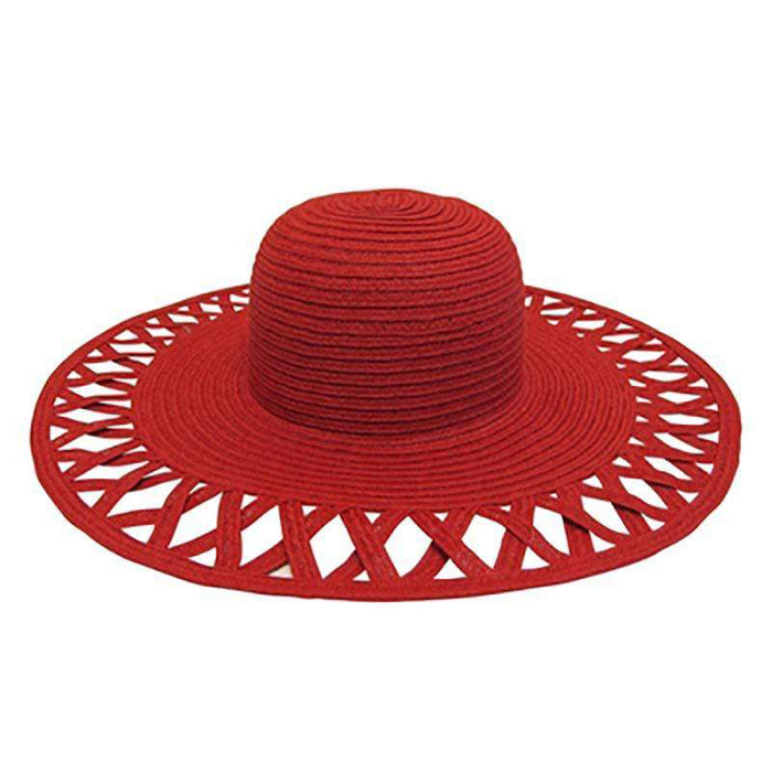Cutout Brim Straw Summer Hat, White - Boardwalk Style Wide Brim Sun Hat Boardwalk Style Hats
