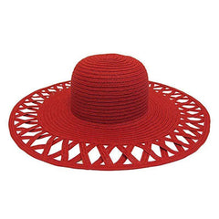 Cutout Brim Straw Summer Hat, White - Boardwalk Style Wide Brim Sun Hat Boardwalk Style Hats