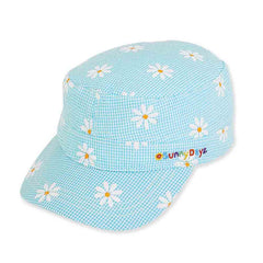 Daisy Gingham Cotton Cadet Cap for Small Heads - Sunny Dayz Hat Cap Sun N Sand Hats HKYOS186 Sea Foam XS / S (52-54 cm)