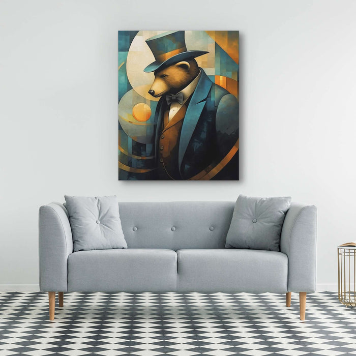 Dapper Bear - Business Wall Art in Black Frame