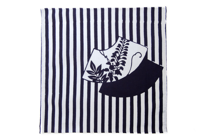 Delightful Navy and White Floral and Stripes Cotton Pocket Square by Put This On