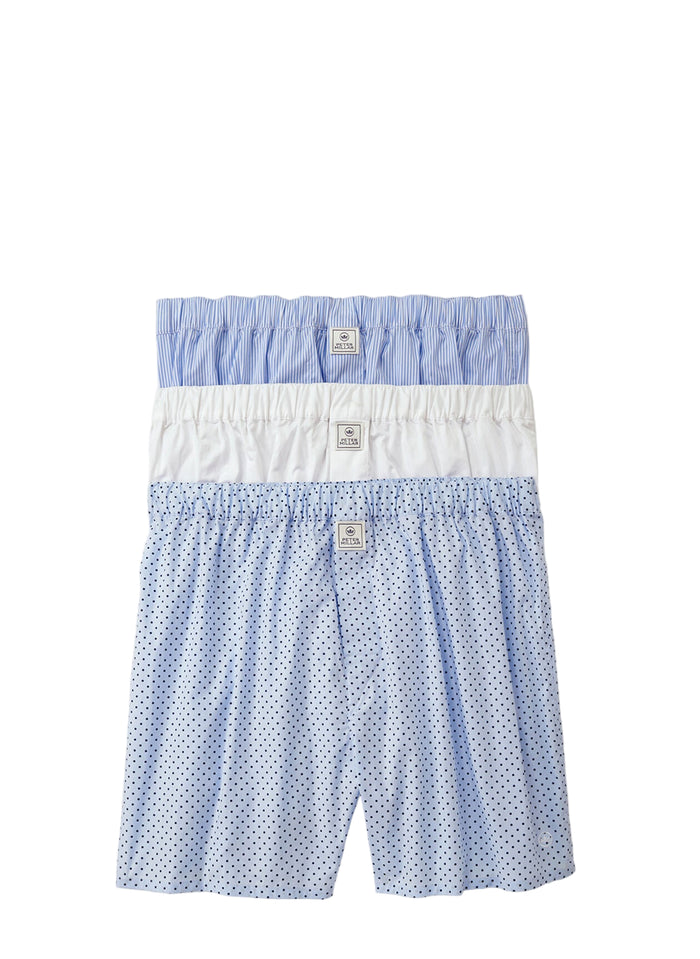 Dempsey Three-Pack Cotton Boxer (Cottage Blue)