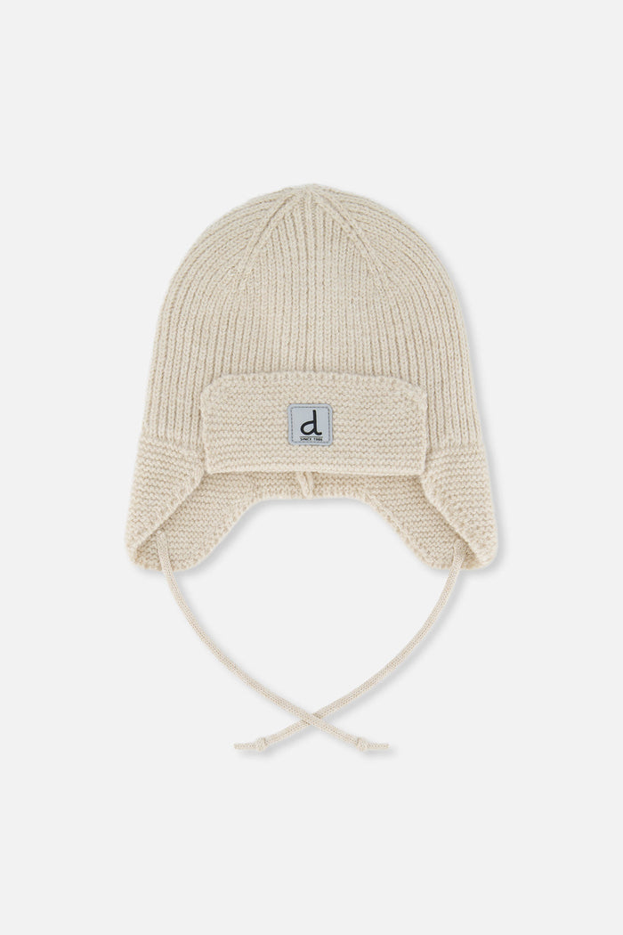 Deux Par Deux Baby Knit Hat in Beige
