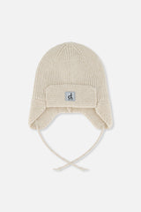 Deux Par Deux Baby Knit Hat in Beige