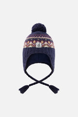 Deux Par Deux Baby Peruvian Knit Hat in Navy Nordic