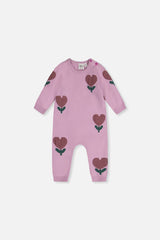 Deux Par Deux Knit Intarsia Romper in Lilac