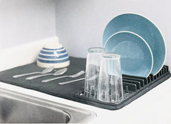 Dish Drying Mat with Rack - Grey
