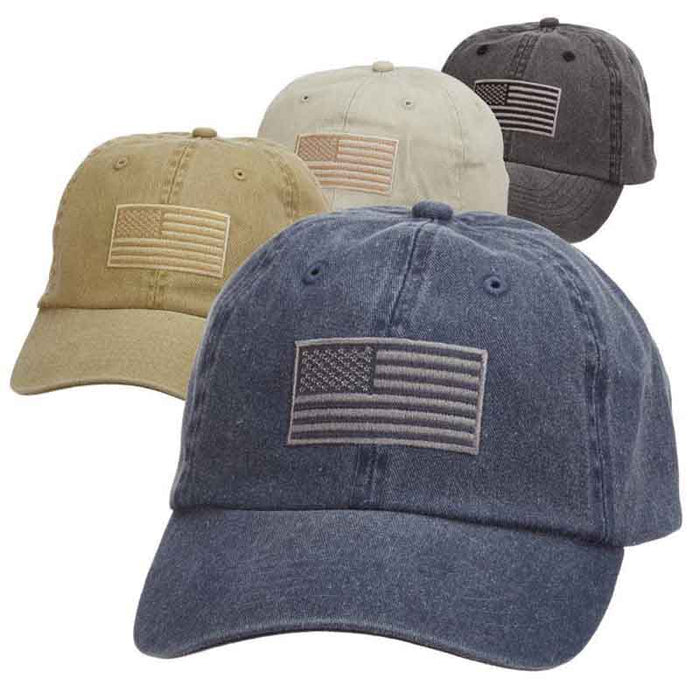 DPC Unstructured Cotton Cap with Faded USA Flag Cap Dorfman Hat Co.