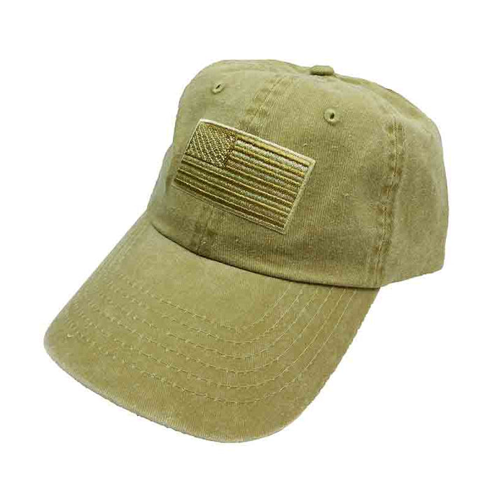 DPC Unstructured Cotton Cap with Faded USA Flag Cap Dorfman Hat Co. USA57kh Khaki
