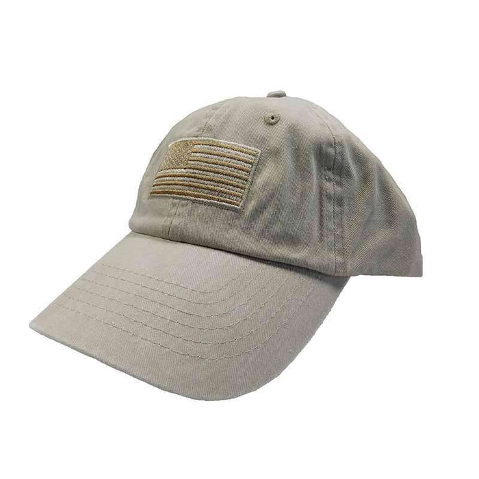 DPC Unstructured Cotton Cap with Faded USA Flag Cap Dorfman Hat Co. USA57pt Putty