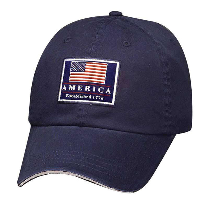 DPC Unstructured Twill Cap with USA Flag Cap Dorfman Hat Co. USA31NP Navy/Putty