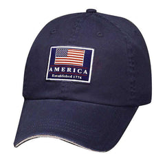 DPC Unstructured Twill Cap with USA Flag Cap Dorfman Hat Co. USA31NP Navy/Putty