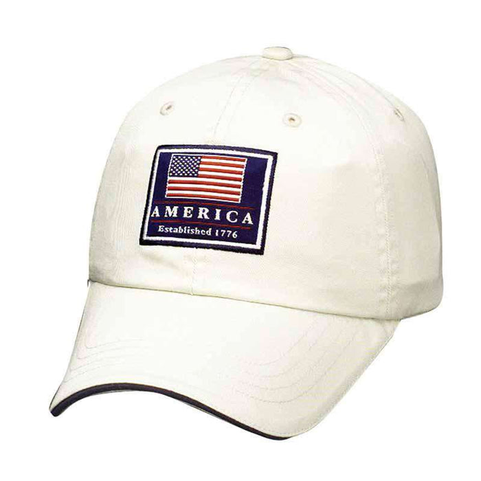DPC Unstructured Twill Cap with USA Flag Cap Dorfman Hat Co. USA31PN Putty/Navy