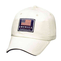 DPC Unstructured Twill Cap with USA Flag Cap Dorfman Hat Co. USA31PN Putty/Navy