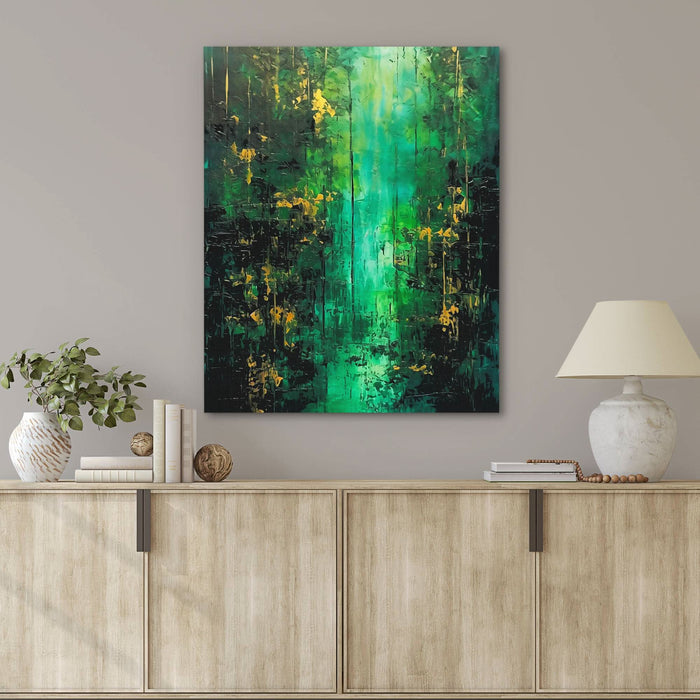 Emerald Mist - Abstract Green Canvas Wall Art