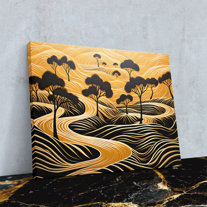 Endless Gold - Black and Gold Horizontal Canvas Print