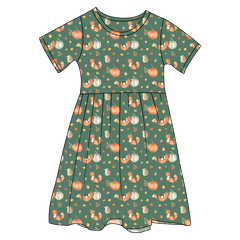 Fall Foxes Bamboo Ruffle Spin Dress