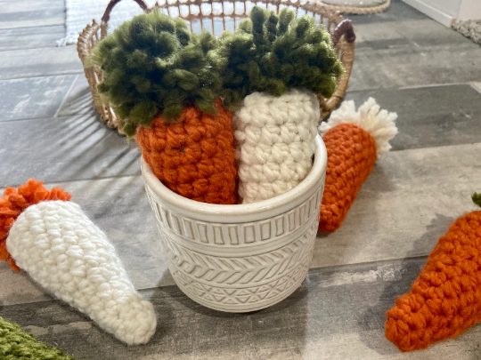 Farmhouse Crochet Carrot, Easter Decor, Fresh Spring Home: Twine / White