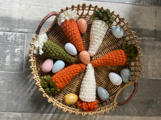 Farmhouse Crochet Carrot, Easter Decor, Fresh Spring Home: Twine / White
