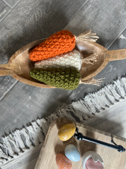 Farmhouse Crochet Carrot, Easter Decor, Fresh Spring Home: Twine / White