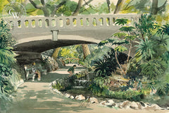 Ferndell, Griffith Park, L.A., 1971, watercolor painting by Jake Lee (American art). Fine art giclée print reproduction by California Watercolor for wall decor.