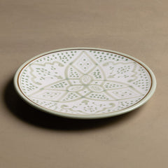 Fez Dinner Plate Green - Moroccan Dinnerware Adorned with 12 Carat Gold Accents - Benisouk