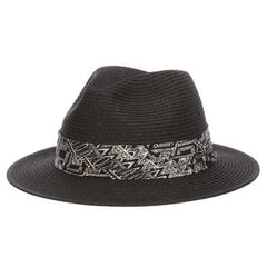 Fine Braid Safari Hat with 3-Pleat Cotton Band - Scala Hats Safari Hat Scala Hats ms451sm Black S/M (56 - 58 cm)