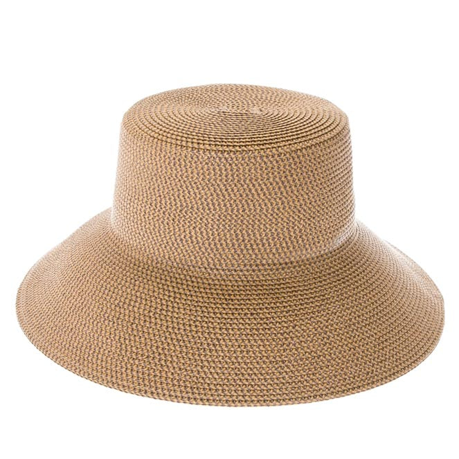 Flex Weave Straw Flat Top Bucket Hat - Boardwalk Style Wide Brim Hat Boardwalk Style Hats DA1356-LBRN Light Brown OS (57 cm)