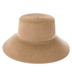 Flex Weave Straw Flat Top Bucket Hat - Boardwalk Style Wide Brim Hat Boardwalk Style Hats DA1356-LBRN Light Brown OS (57 cm)