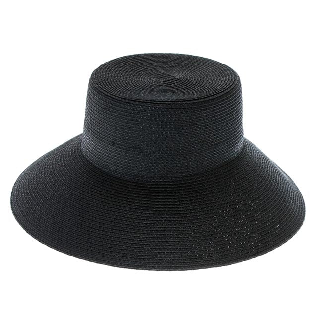 Flex Weave Straw Flat Top Bucket Hat - Boardwalk Style Wide Brim Hat Boardwalk Style Hats DA1356-BLK Black OS (57 cm)