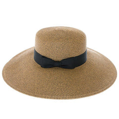 Flex Weave Straw Lampshade Style Hat - Boardwalk Style Wide Brim Hat Boardwalk Style Hats DA1355-BLK Black Heather OS (57 cm)