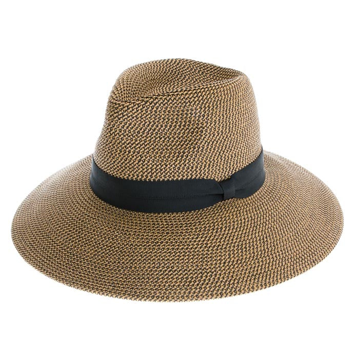 Flex Weave Straw Pinched Crown Safari Hat - Boardwalk Style Safari Hat Boardwalk Style Hats DA1353-BLK Black Heather OS (57 cm)