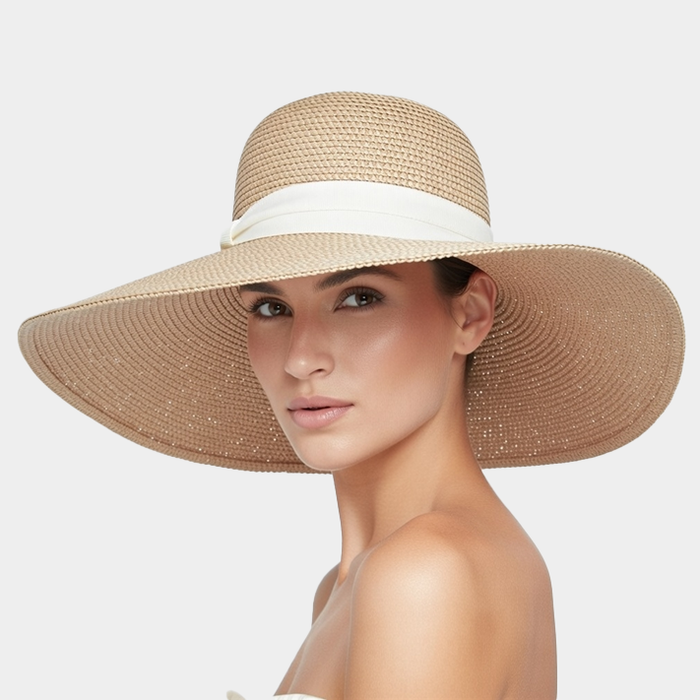 Flex Weave Straw Wide Brim Beach Hat - Boardwalk Style Wide Brim Sun Hat Boardwalk Style Hats