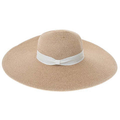 Flex Weave Straw Wide Brim Beach Hat - Boardwalk Style Wide Brim Sun Hat Boardwalk Style Hats DA1350-NAT Natural Heather OS (57 cm)